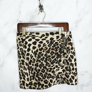 NWT Zara Leopard Asymmetrical Ruffle Zip Mini